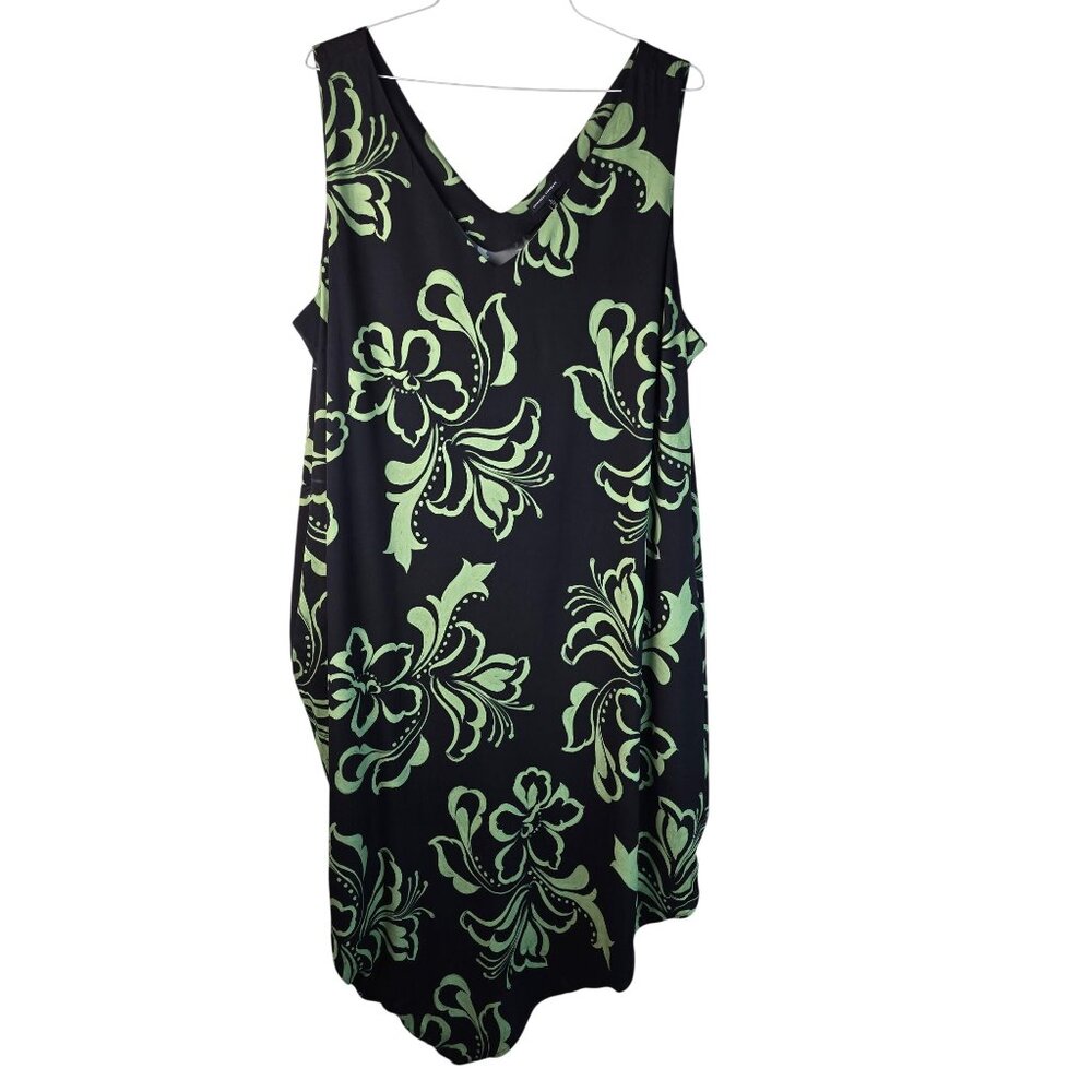 Universal Standard Cupro Blend Green & Black Floral Sleeveless Dress 22/24
